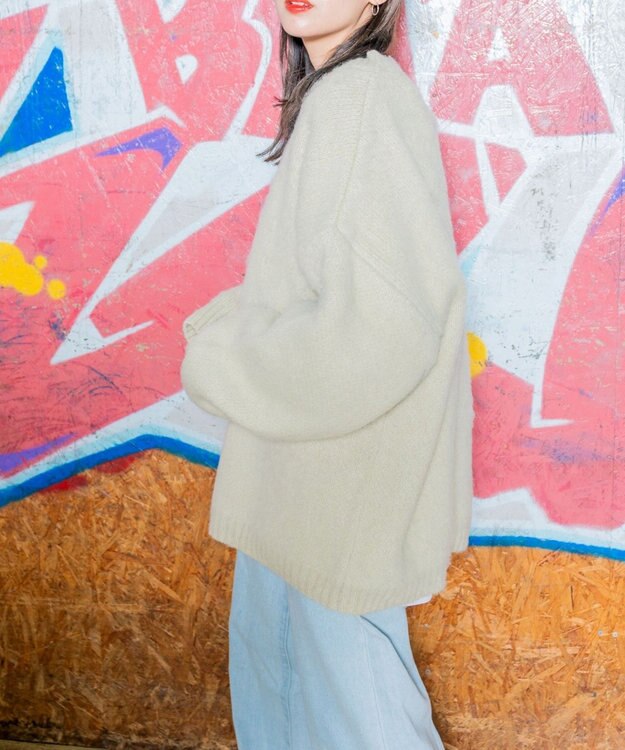 WEGO モヘアライクBIGプルオーバー ベージュ