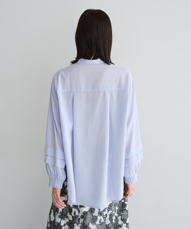 YECCA VECCA 2way裾アレンジパール釦ブラウス Sax