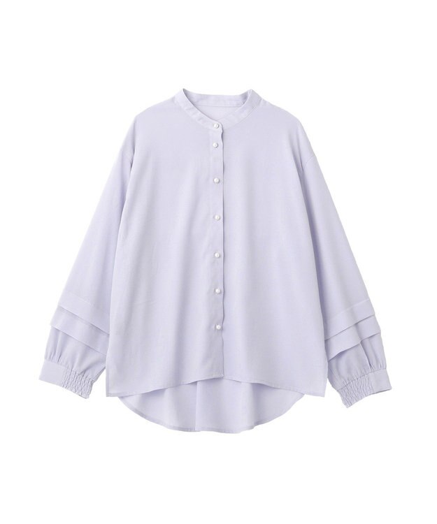 YECCA VECCA 2way裾アレンジパール釦ブラウス Sax