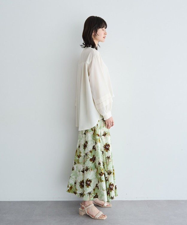 YECCA VECCA 2way裾アレンジパール釦ブラウス Off White