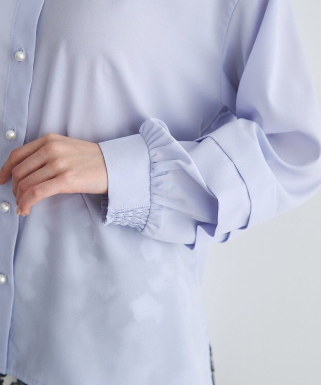 YECCA VECCA 2way裾アレンジパール釦ブラウス Sax