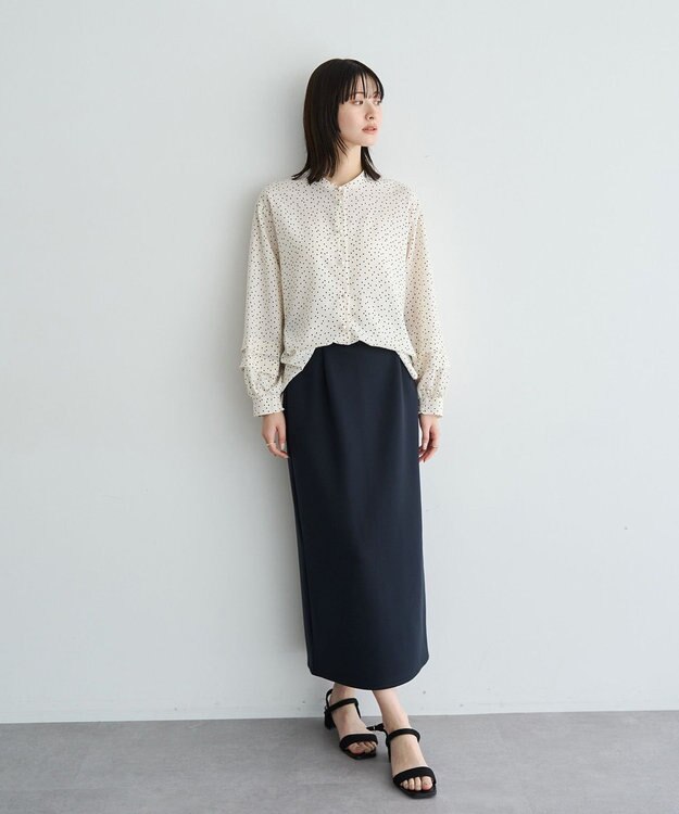 YECCA VECCA 2way裾アレンジパール釦ブラウス Dot