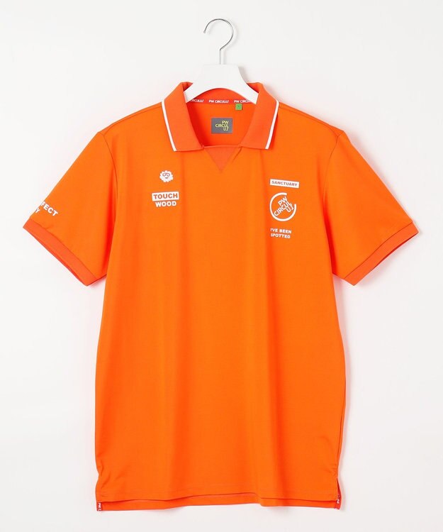 PW CIRCULUS 【MEN】【ストレッチ / UVケア】ガゼット カノコ ポロシャツ オレンジ系