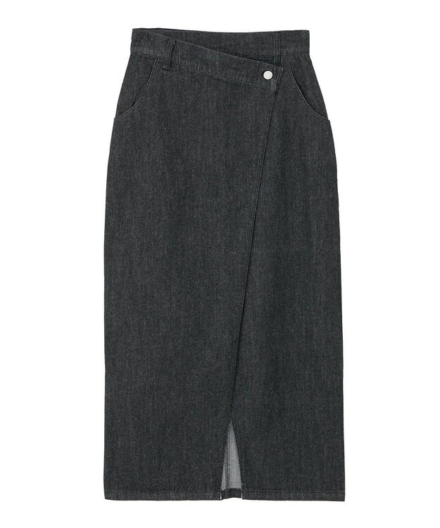 CRAFT STANDARD BOUTIQUE ラップ風デニムスカート Black