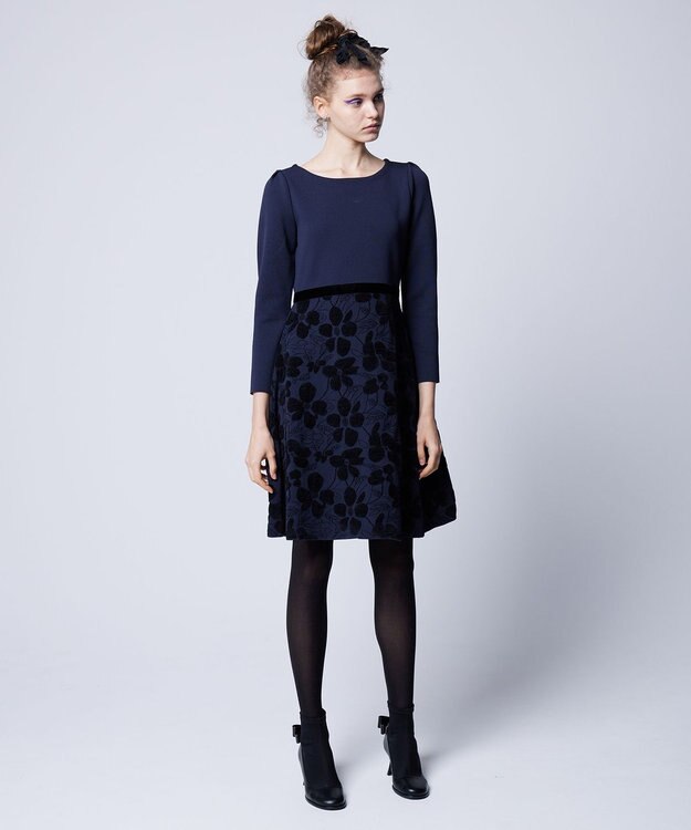TOCCA 【洗える！】FLORA KNIT DRESS ニットドレス ネイビー系