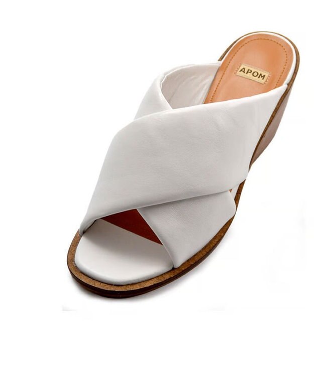 APOM パテッドストラップチャンキーヒールミュール60 ホワイト