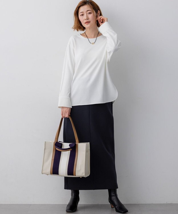 23区 コットンダンボール スカート ネイビー系