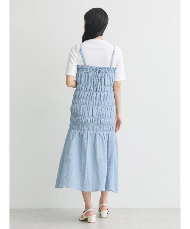 earth music&ecology ２ｗａｙシャーリングキャミワンピース Blue