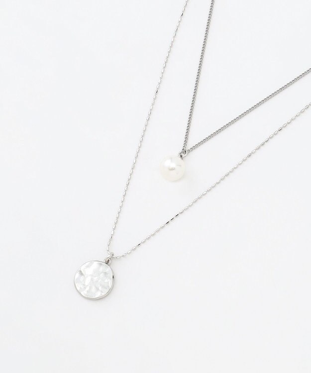 ANY SIS メタルコイン2連 ネックレス シルバー