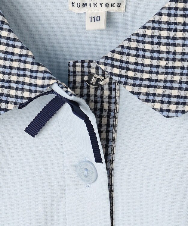 組曲 KIDS 【110-140㎝】 ミニチェック レイヤードトップス サックスブルー