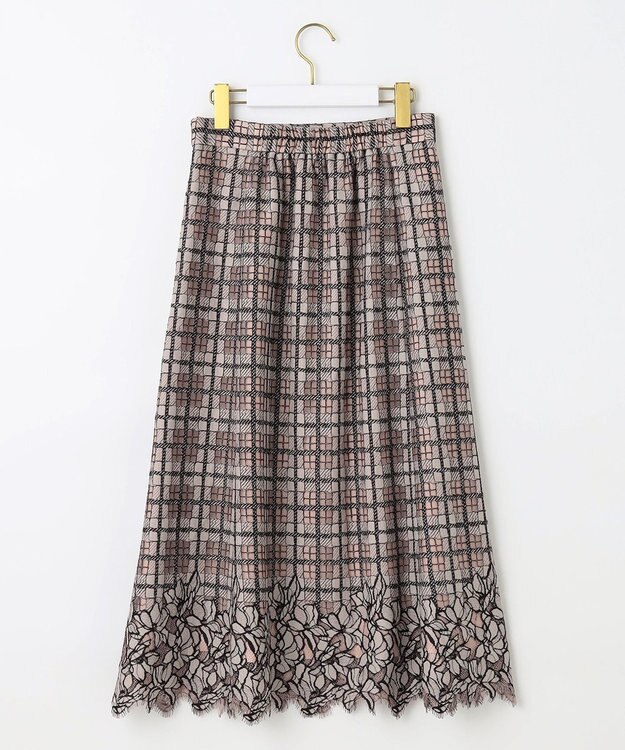 ANY SIS 【洗える】フラワーレースチェックパネル スカート アイボリー系