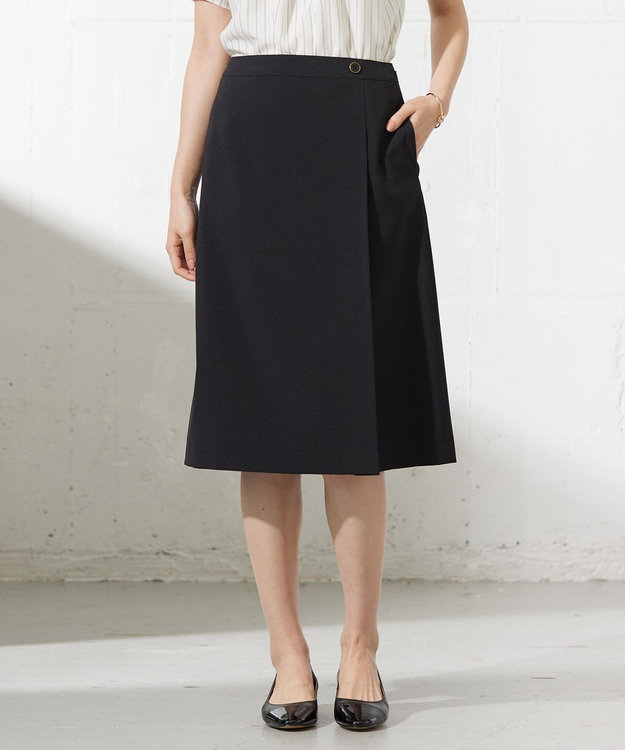 J.PRESS LADIES 【セットアップ対応・洗える】DRYウーステッド スカート ブラック系