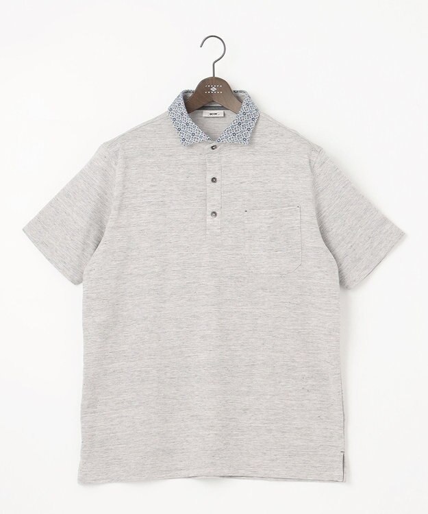 JOSEPH ABBOUD 【キングサイズ・吸水速乾】リネンハニカム ポロシャツ ライトグレー系