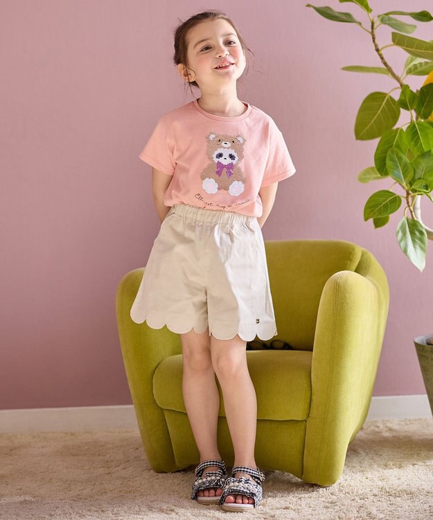 ANY KIDS 裾 スカラップ ショートパンツ ミルキーベージュ