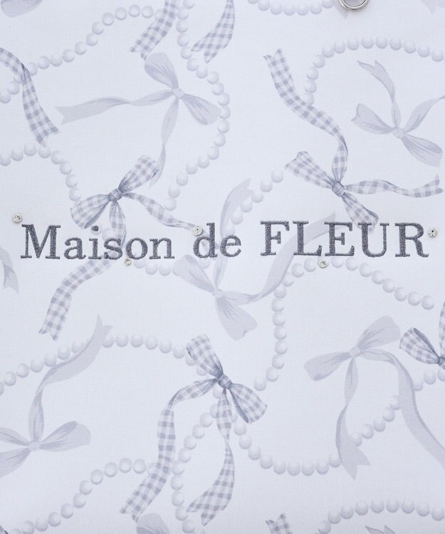 Maison de FLEUR リボンパールプリントマルチポケットトートバッグ Black