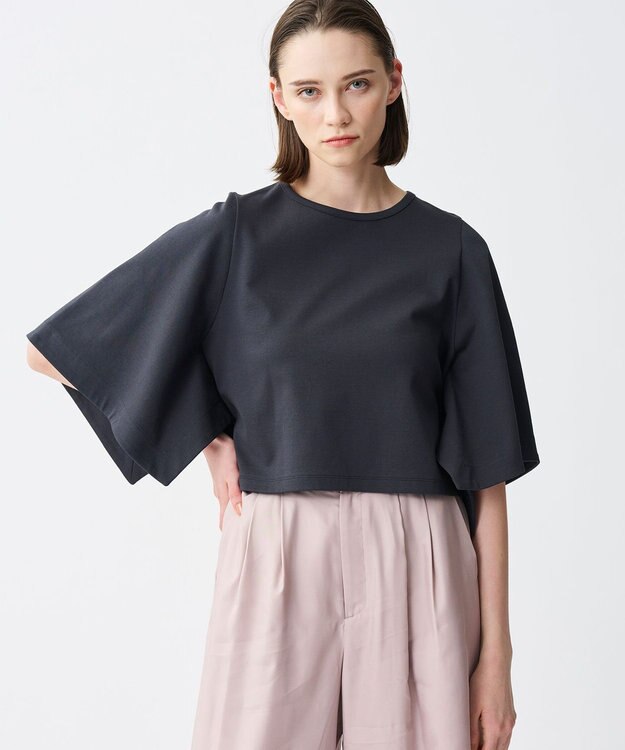 uncrave ダブルフェイスジャージー ハンカチスリーブトップス スレート