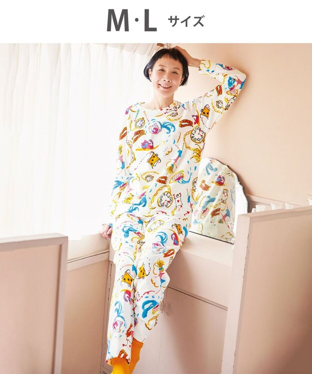 tsumori chisato SLEEP ツモリチサト パジャマ 綿混(本体) あったか 長袖 長ズボン レディース UDW400 /ワコール アイボリー