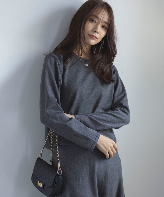 組曲 【WEB限定】ELENA襟付き セットアップワンピ チャコールグレー系