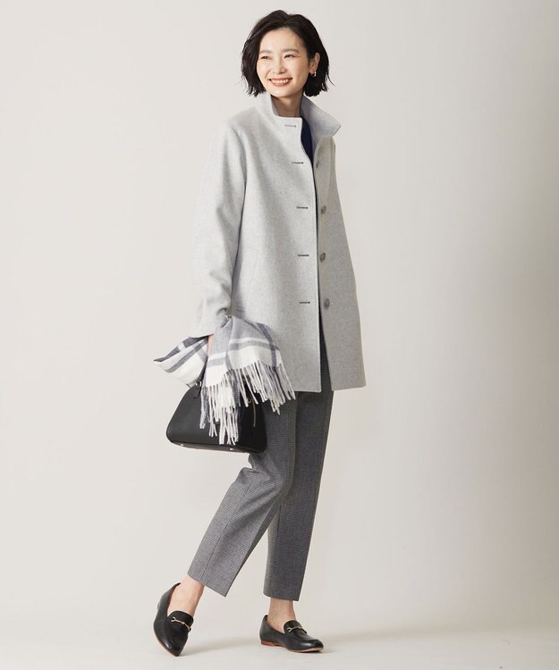 J.PRESS LADIES 【洗える】WOOL BLEND AIR ケーブル ニット ダルブルー系