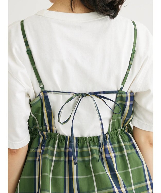 Green Parks ・ＳＵＧＡＲ　ＳＰＯＯＮ　チェックラッフルキャミワンピース Green