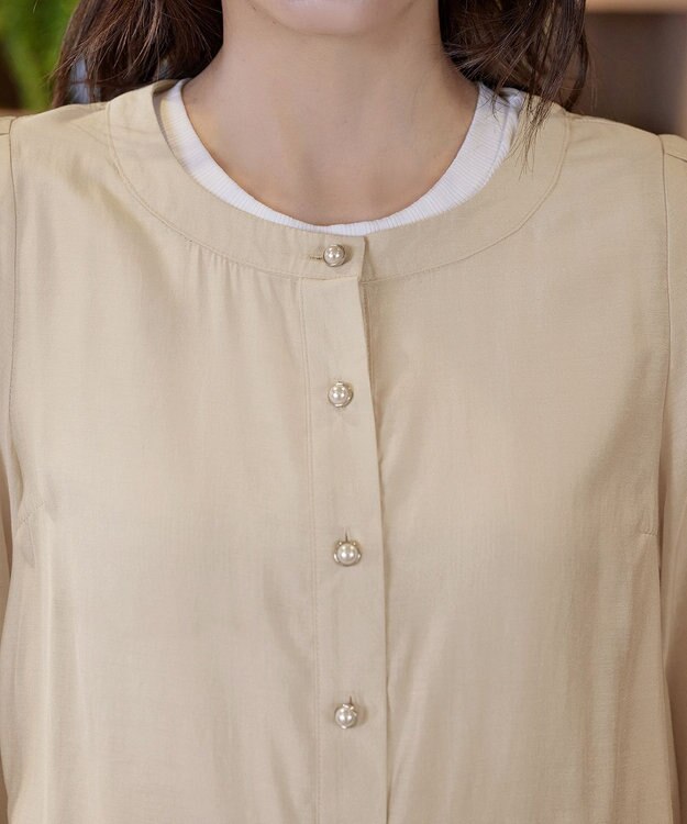 Tiaclasse パールボタンシアーブルゾン ベージュ