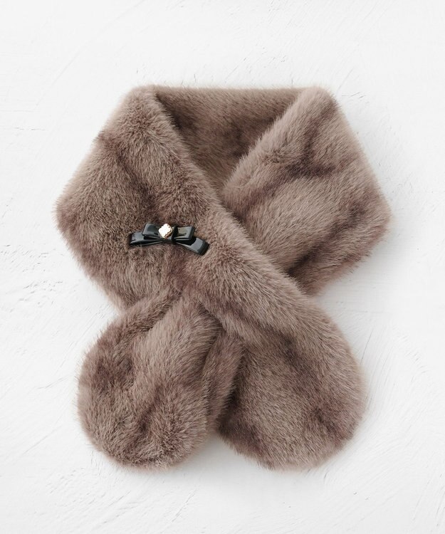 TOCCA 【ブローチ取り外し可】BOW RIBBON FURTIPPET ティペット ベージュ系