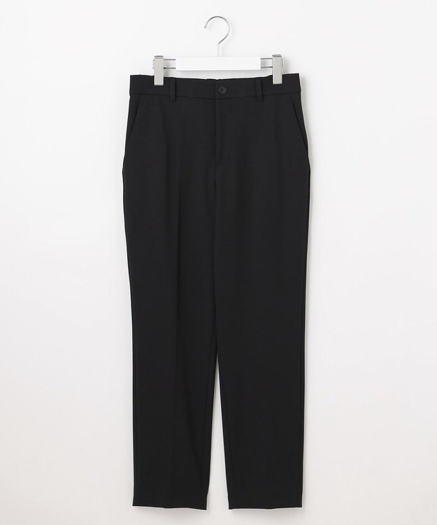 自由区 【撥水加工・洗える】TRギャバ裏起毛テーパード パンツ ブラック