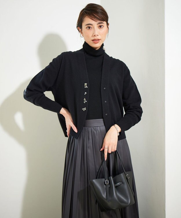 ICB 【洗える】 ジュエルニットカーディガン ブラック系