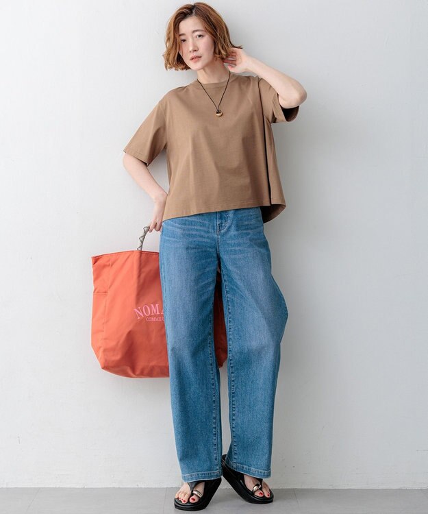 23区 L 【先行予約】スビンギザコットン フレア Tシャツ ブラウン系