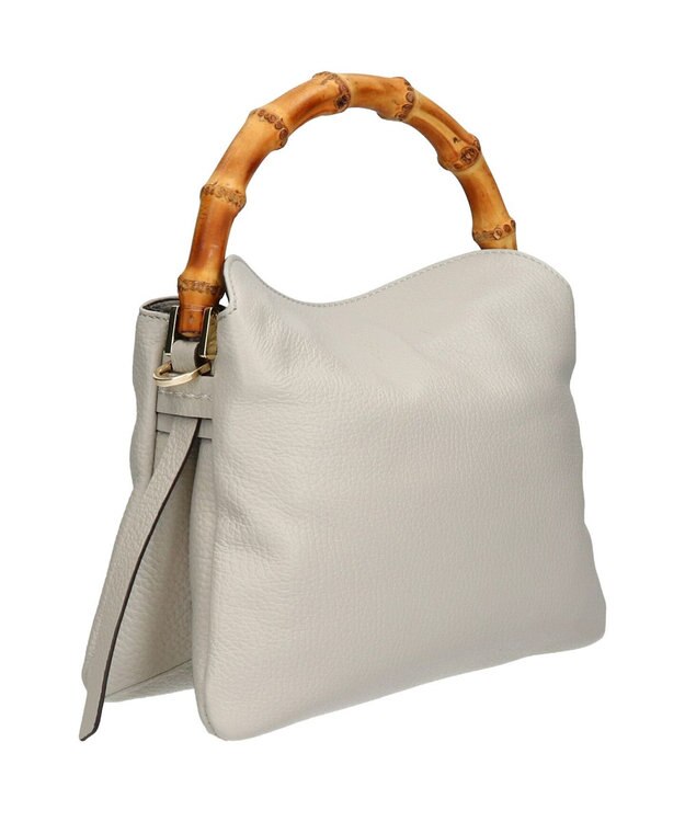 INTER-CHAUSSURES 【LORISTELLA】バンブーハンドルソフトレザーハンドバッグ ライトグレー
