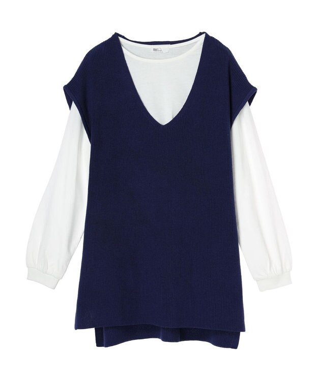 CRAFT STANDARD BOUTIQUE 【２点セット】片畦ニットベスト＋ロンＴＥＥ Navy
