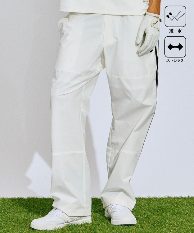 PW CIRCULUS 【撥水加工/ストレッチ】サイドストライプ ワイドパンツ ゴルフ ホワイト系