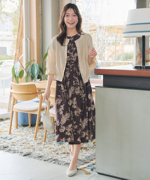 Tiaclasse パールボタンシアーブルゾン ベージュ