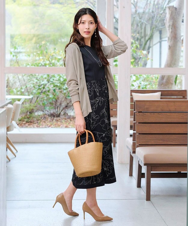 Tiaclasse L 【小倉優子さん着用】【洗える】サマーニットショートパーカー グレージュ