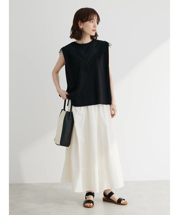 Green Parks Ｉ　切替ギャザーロングスカート Off White