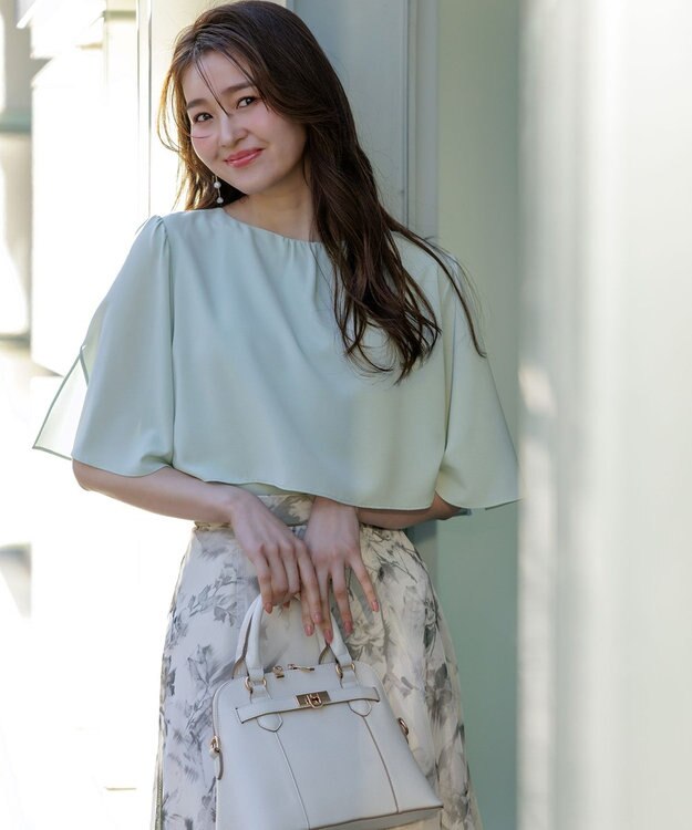 ANY SIS 【洗える】ケープフレアスリーブ ブラウス ミント