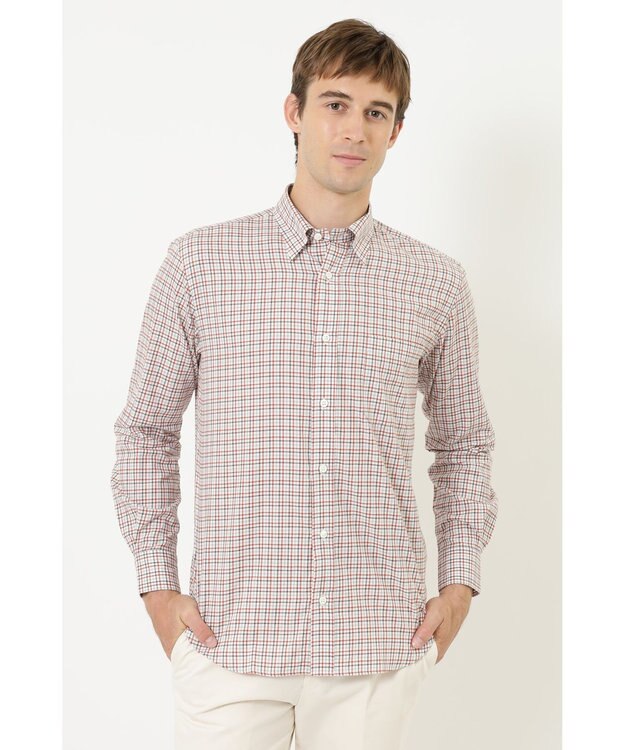 DAKS コットンミニチェックシャツ オレンジ