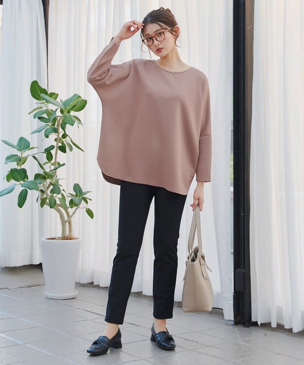 Tiaclasse L 【洗える】袖パールドルマントップス ピンクモカ