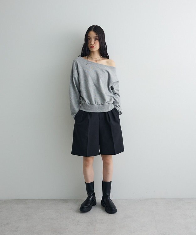 Green Parks オフショルスウェット Gray Mixture