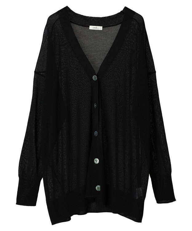 earth music&ecology 接触冷感シアーＢＩＧカーディガン Black