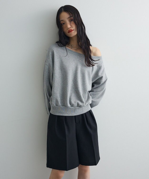 Green Parks オフショルスウェット Gray Mixture