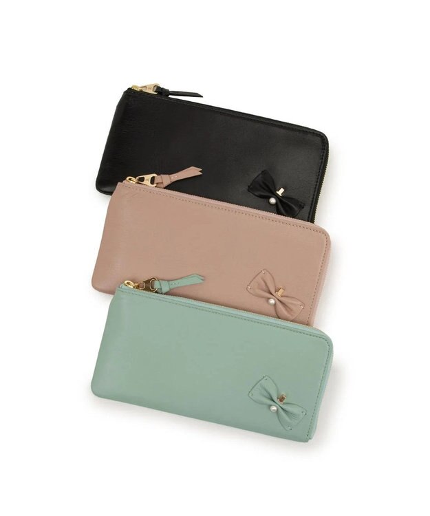 LANVIN en Bleu ペアル 薄マチLファスナー長財布 ピンク