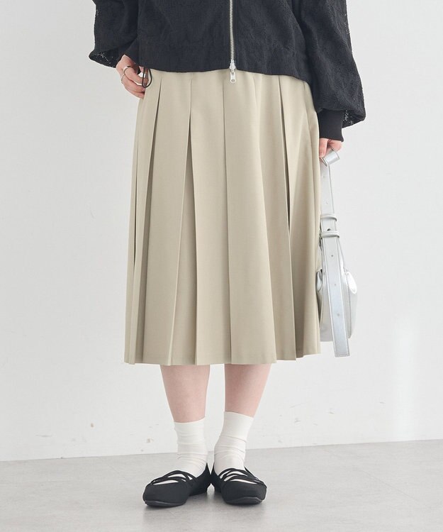 earth music&ecology タックプリーツミディスカート Light Beige