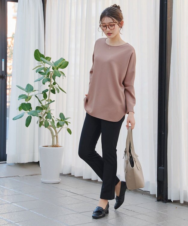 Tiaclasse L 【洗える】袖パールドルマントップス ピンクモカ