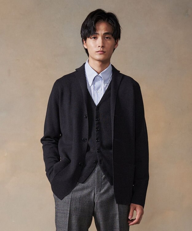 J.PRESS MEN ミラノリブニットジャケット グレー系