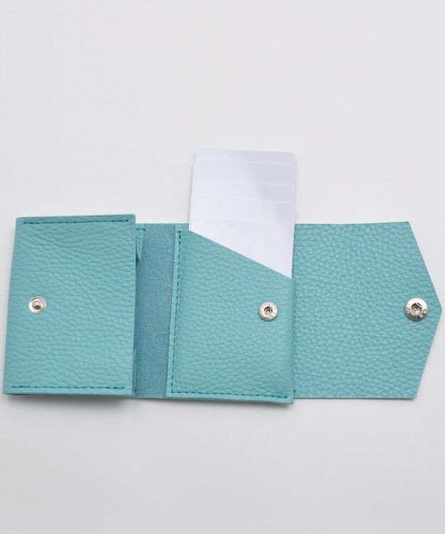 blancle シュリンクレザー 三つ折りウォレット ロビンエッグブルー