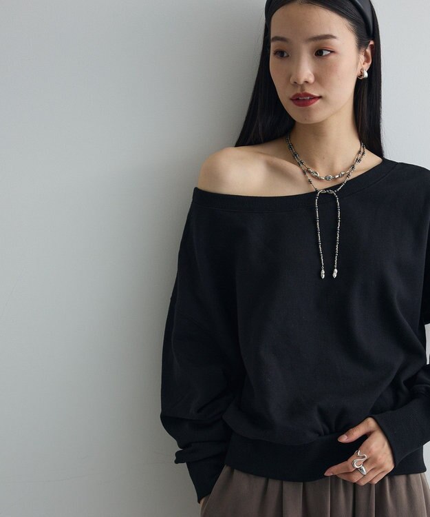 Green Parks オフショルスウェット Black