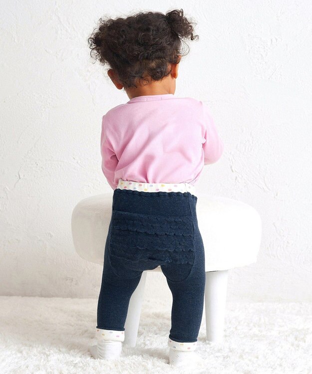 MIKI HOUSE HOT BISCUITS 【70-100cm】 おしりフリル 9分丈ベビースパッツ インディゴブルー