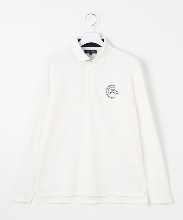 23区GOLF 【MEN】【吸水速乾・UVケア】ハニカムカノコ 長袖ポロシャツ ホワイト系