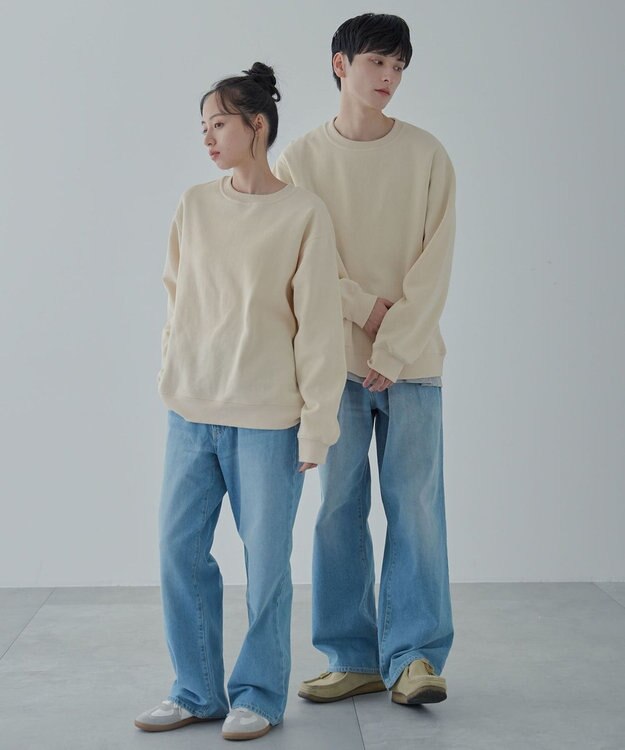 WEGO 【ユニセックス着用ITEM/裏起毛】リラックスフィットスウェットプルオーバー ベージュ